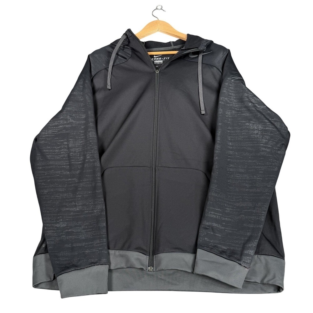 Nike Therma-FIT Hoodie Full Zip Hoodie Black Mens 2XL‎ Athletic Training Jacket
